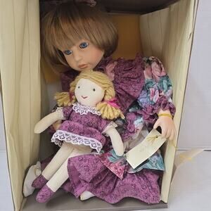 Rare Vintage Porcelain Doll Tara with Cloth Doll By Elizabeth Gray W COA